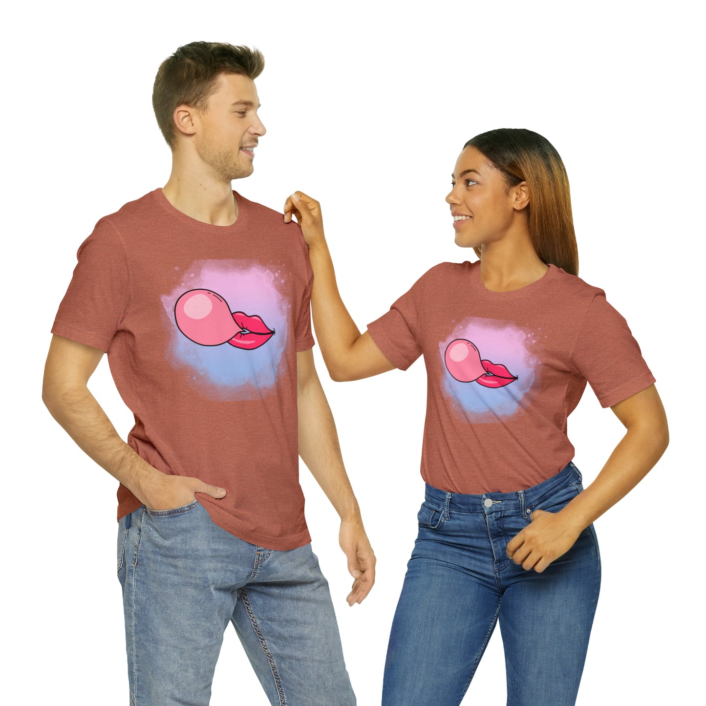 Bubble gum kiss shirt, Pink Gum Shirt, Galantine gift travel shirt, best friend trip, girls vacation trip, Unisex Jersey Short Sleeve Tee