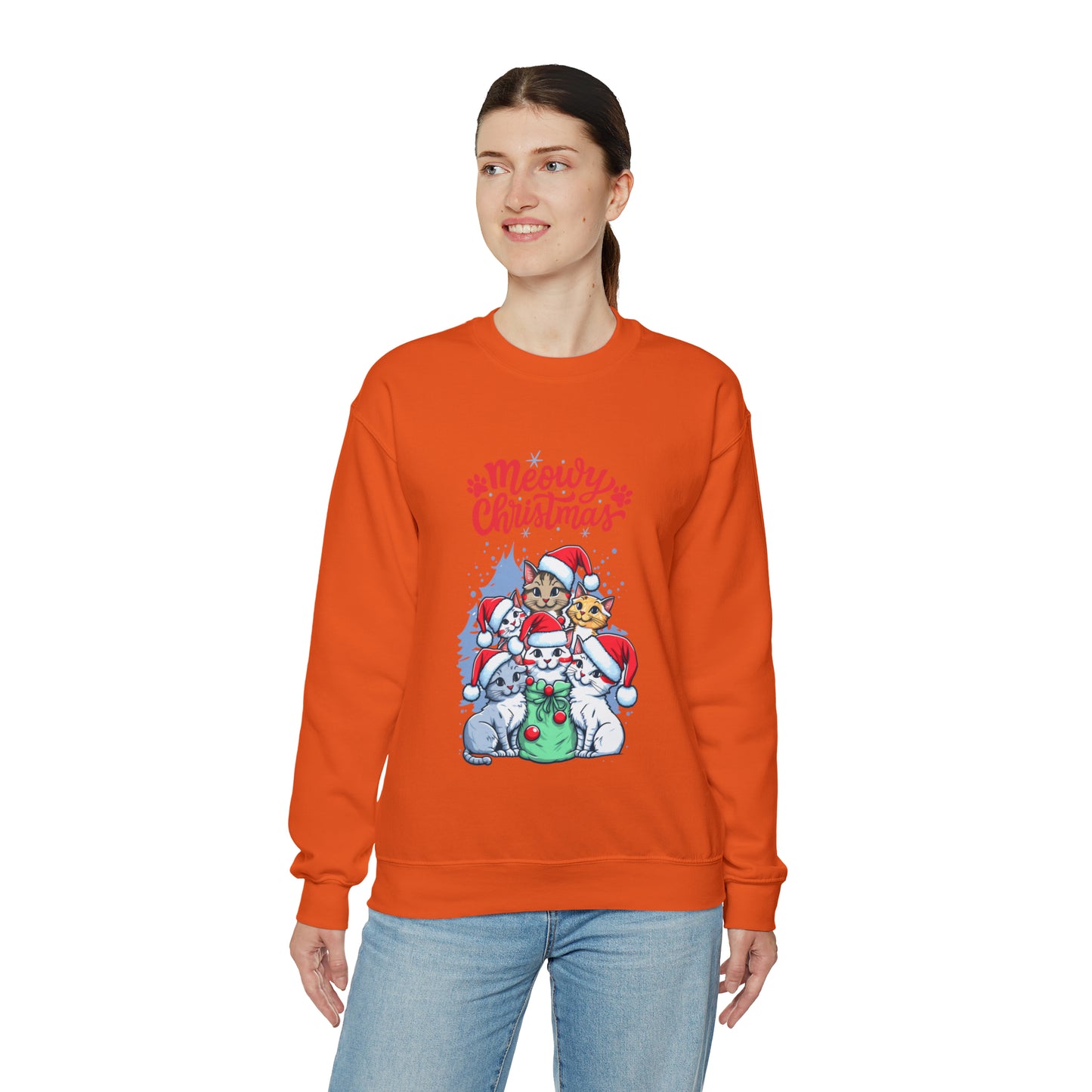 Funny Cat Christmas sweater Meowy Christmas shirt Kitty Christmas tree sweatshirt ugly Christmas sweater Family matching Bright Christmas