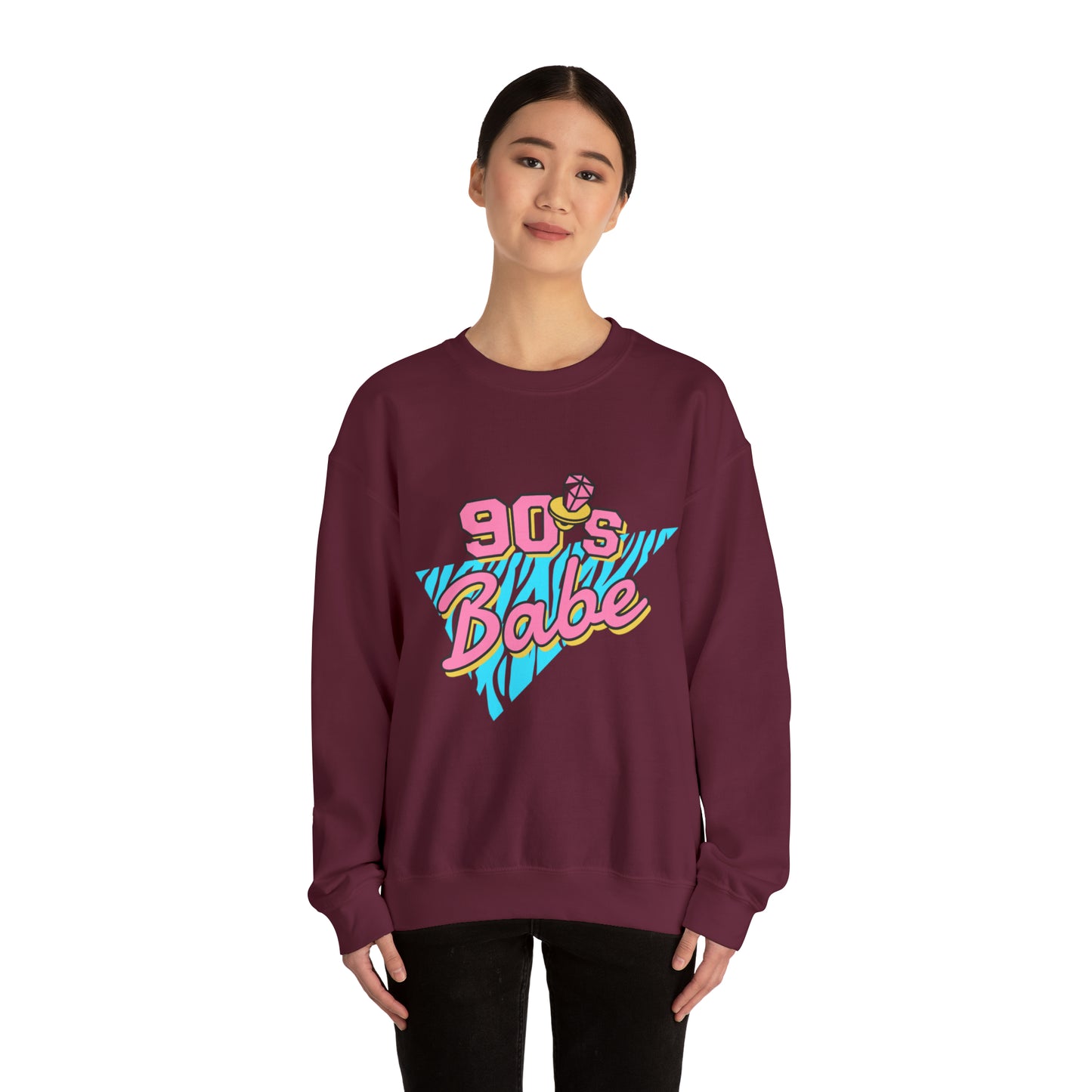 90's Babe Sweatshirt, Pink blue shirt, Unisex Heavy Blend Crewneck Sweatshirt