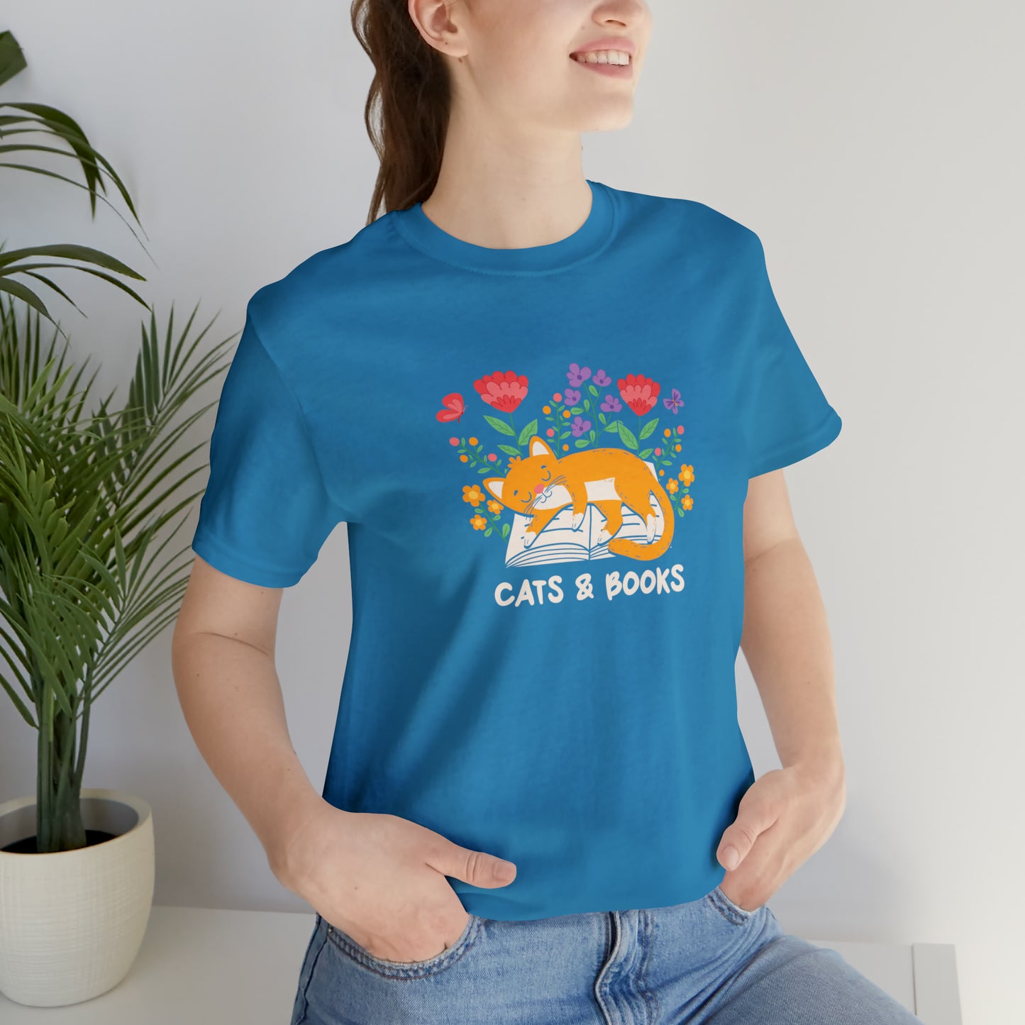 Cat Mom Shirt Cat Lover Tee Cute Book Cat Shirt Floral Book Shirt Book Lover Sweatshirt Reader Bookish Tee Cat Themed Gift For Women for men