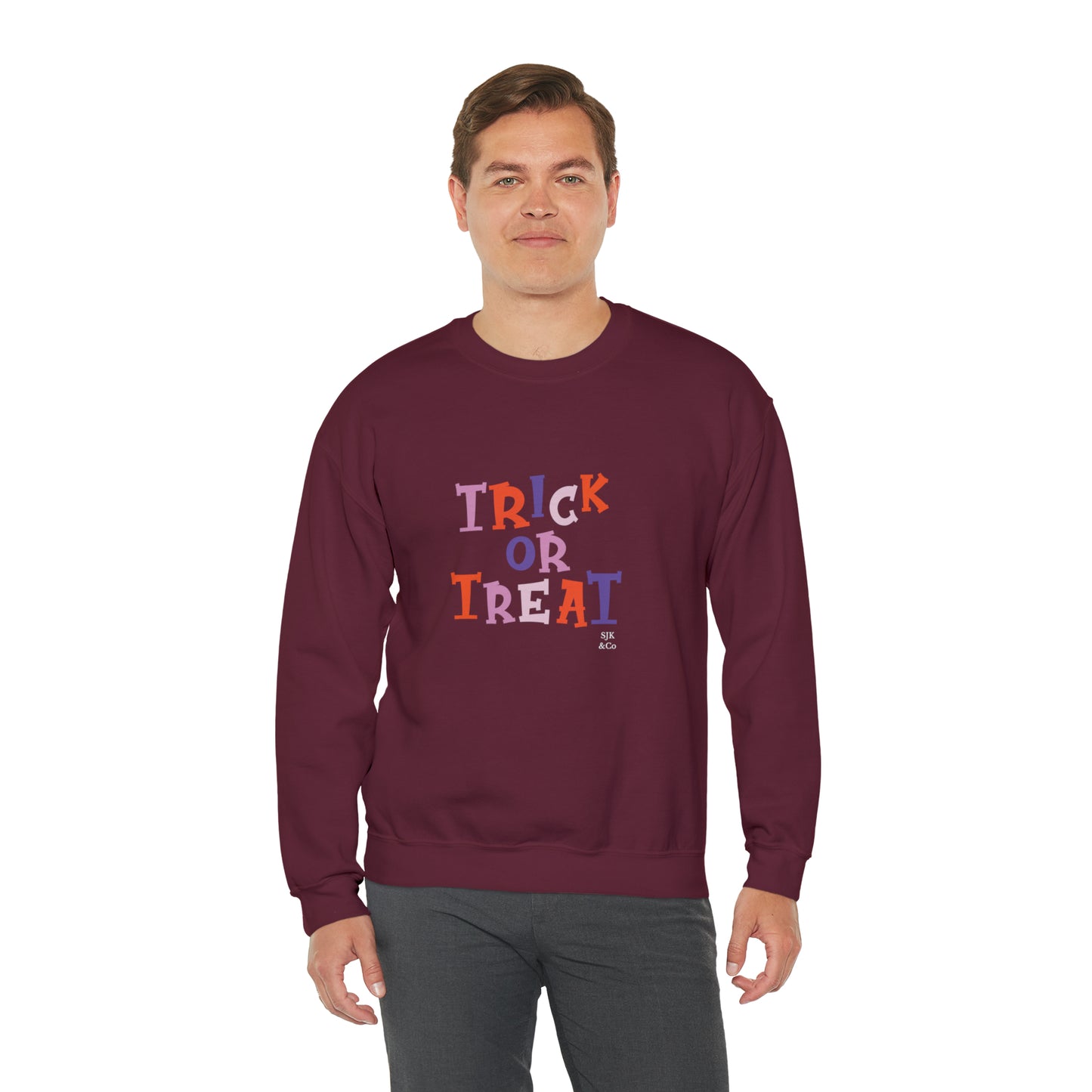 Trick or Treat Funny Halloween Sweatshirt Funny Halloween Horror Shirt Halloween Women's Sweatshirt Funny Halloween Tee Unisex gift pastel