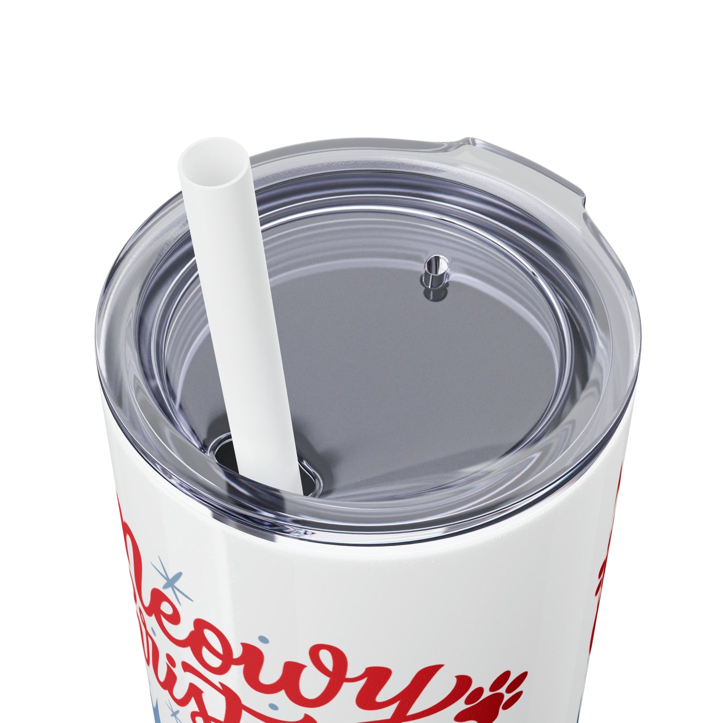 Cat lover Christmas gift Meowy Christmas tumbler Skinny Tumbler with Straw, 20oz gift for her gift for him