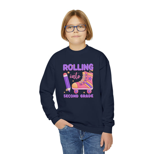 First day of school sweater second grade shirt elementary school style Youth Crewneck Sweatshirt