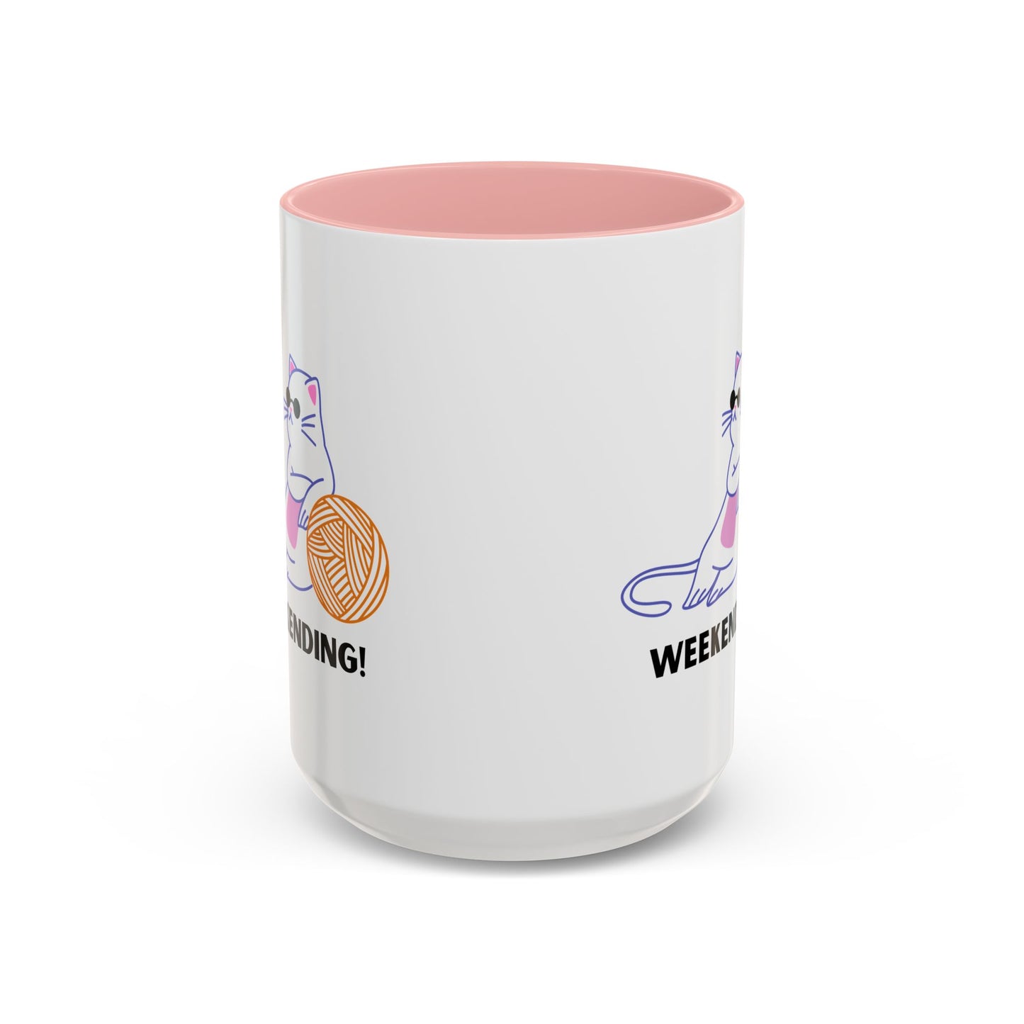 Cat Lover mug weekending vibes yarn lover Coffee Mug Funny Cat Mug Cute Kitty Cup, Cat Lady, Cat Dad, Pet Owner Gift, Cat Mug with Yarn Ball