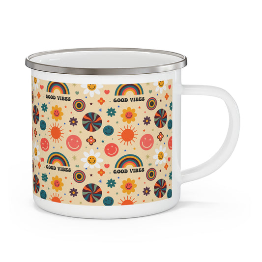 Good vibes Mug, Enamel Camping Mug, best friend gift, Christmas gift