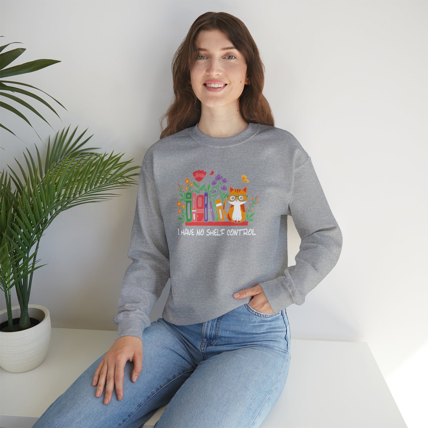 Cat lover Sweatshirt book lover sweater BookShelf control orange cat Shirt Halloween Cat Sweatshirt Gift for Cat Lover Gift for Cat Mom Gift