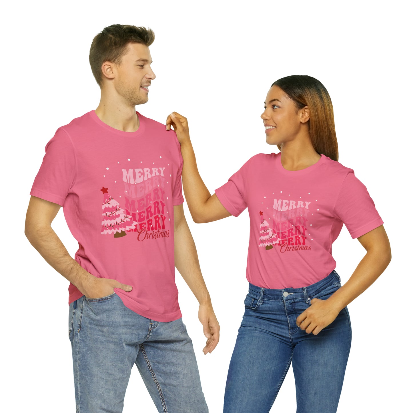 Festive AF shirt Pink Merry Bright Christmas Tshirt for Women Christmas Shirt Sweater Holiday Christmas gift for her gift for him unisex