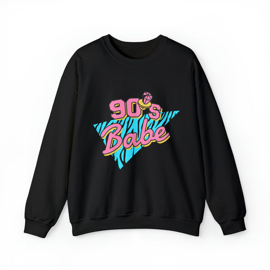 90's Babe Sweatshirt, Pink blue shirt, Unisex Heavy Blend Crewneck Sweatshirt