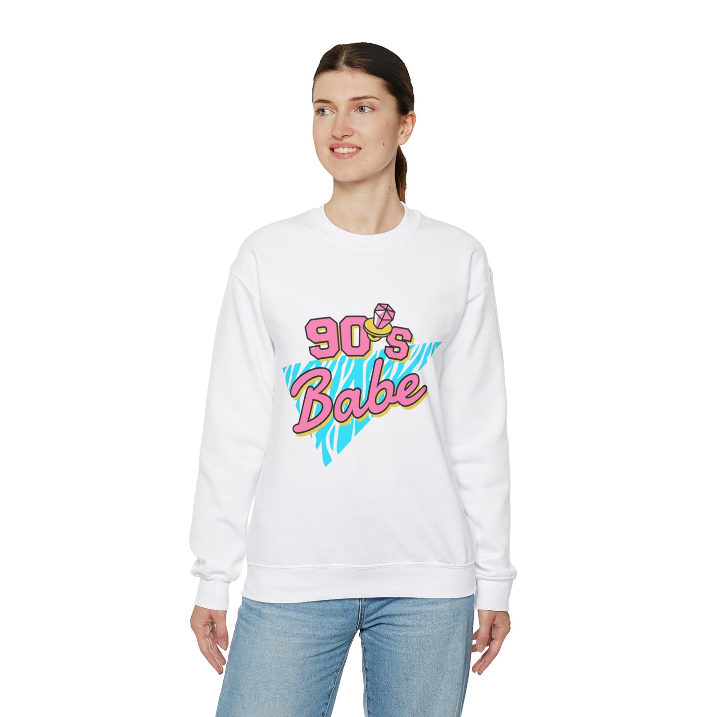 90's Babe Sweatshirt, Pink blue shirt, Unisex Heavy Blend Crewneck Sweatshirt