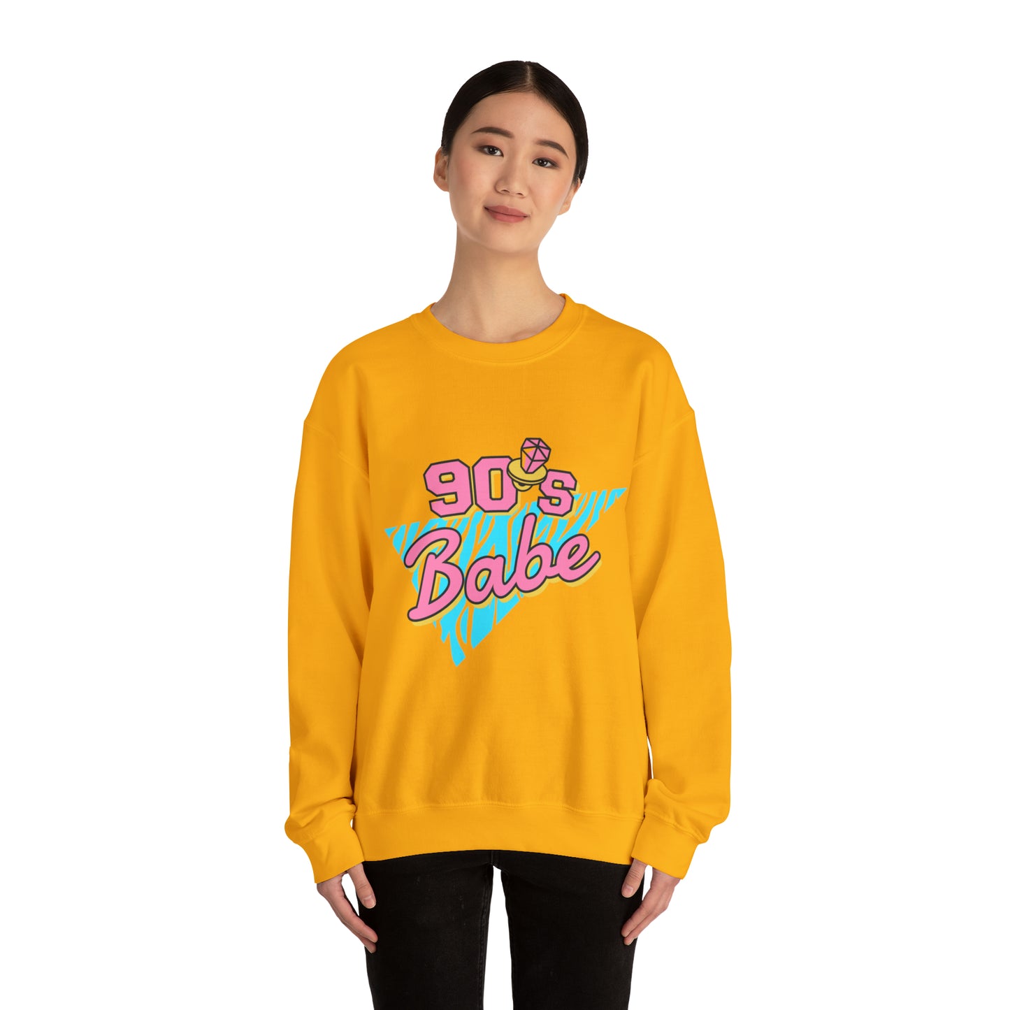 90's Babe Sweatshirt, Pink blue shirt, Unisex Heavy Blend Crewneck Sweatshirt