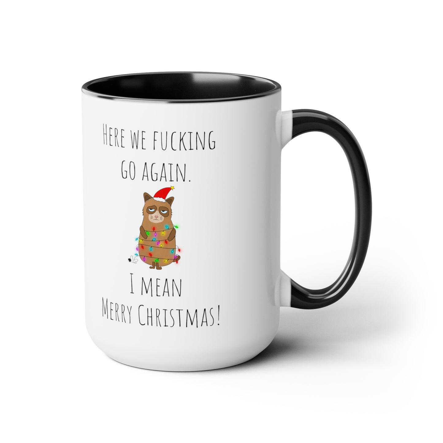 Grumpy cat Christmas mug Coffee Mug lover party gift mug Floral mug gift for her Mug funny gift for wife Coffee Mugs tea Christmas gift 15oz