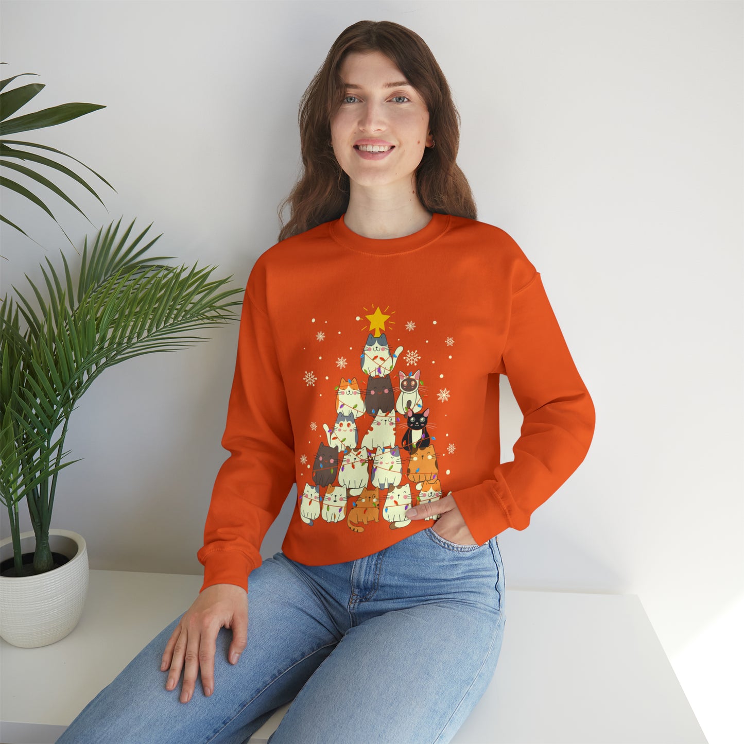 Cat Christmas sweater Kitty Christmas tree sweatshirt Family Cat lover gift for gift for him Merry Bright Christmas sweatshirt Christmas