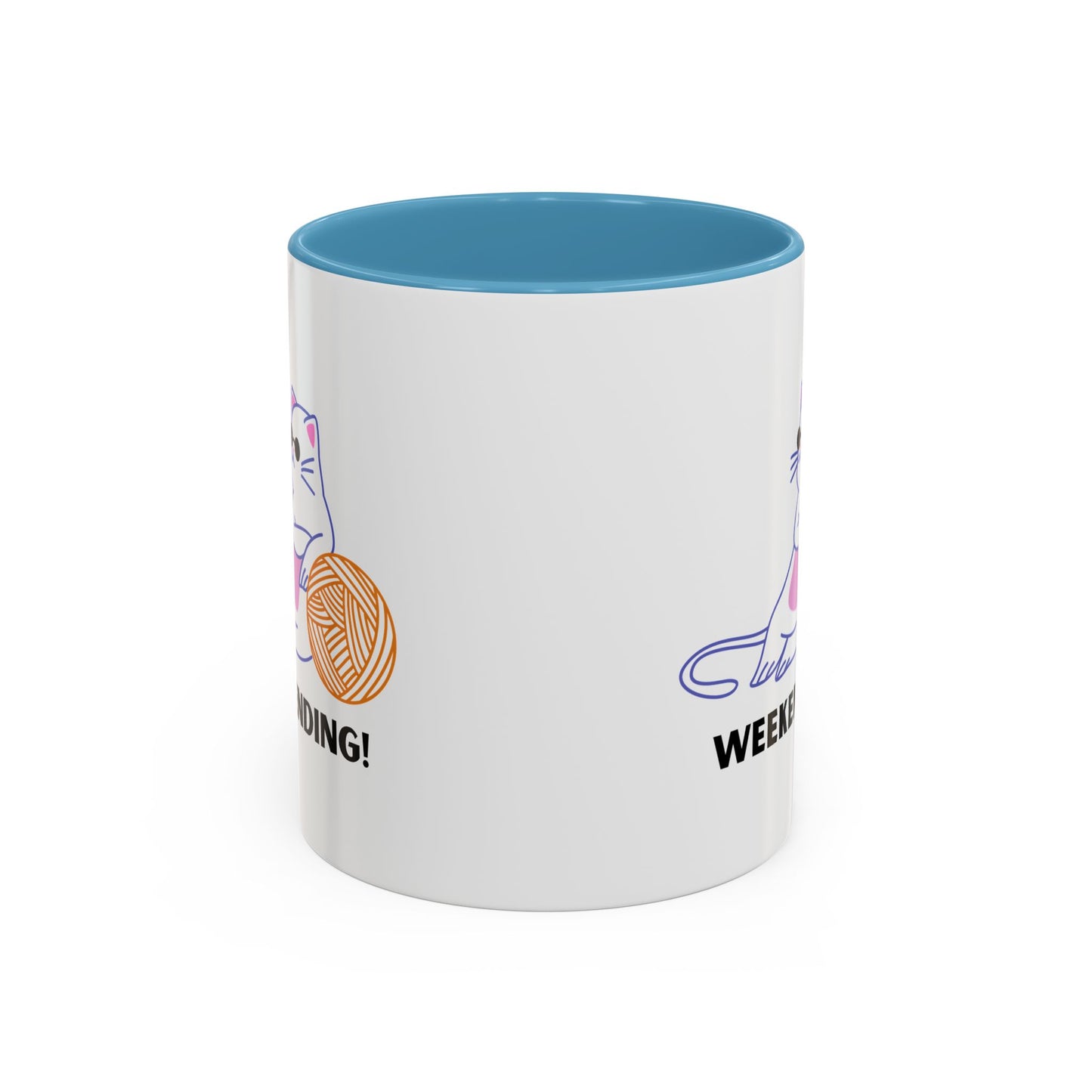 Cat Lover mug weekending vibes yarn lover Coffee Mug Funny Cat Mug Cute Kitty Cup, Cat Lady, Cat Dad, Pet Owner Gift, Cat Mug with Yarn Ball