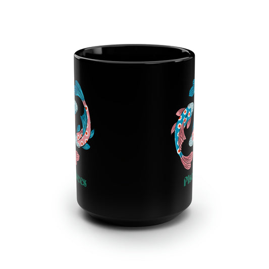 Pisces zodiac sign mug Black ceramic Mug 15oz funny gift Queen Eras tour World Tour Tickets Leo zodiac merch office Christmas