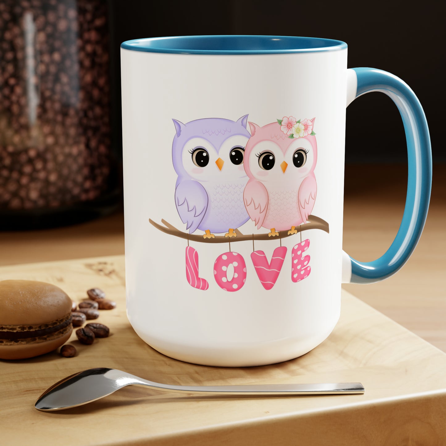 Owl Valentine's Day mug sister gift Coffee Mug pregnancy reveal gift heart mug gift for her Mug wife Coffee tea 15oz