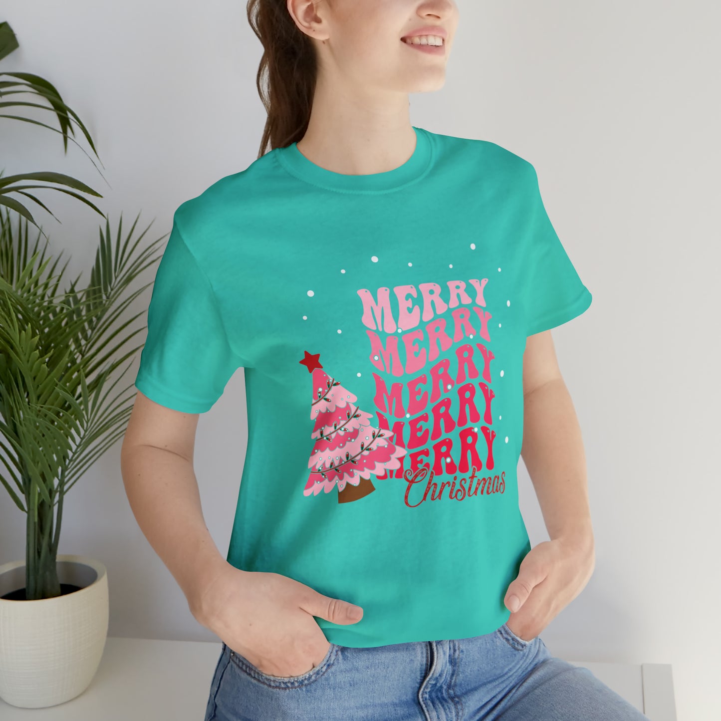 Festive AF shirt Pink Merry Bright Christmas Tshirt for Women Christmas Shirt Sweater Holiday Christmas gift for her gift for him unisex