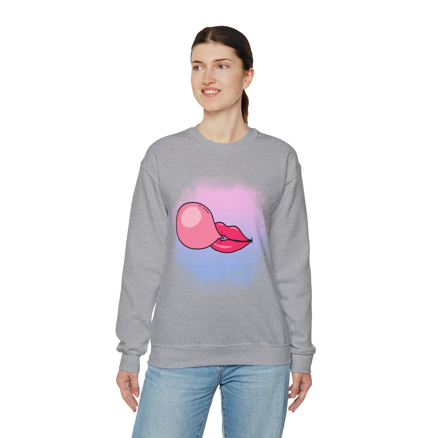 Bubble Gum kiss sweatshirt, Summer Bubblegum shirt, Birthday gift for her,Galantine travel sweatshirt,Unisex Heavy Blend Crewneck Sweatshirt