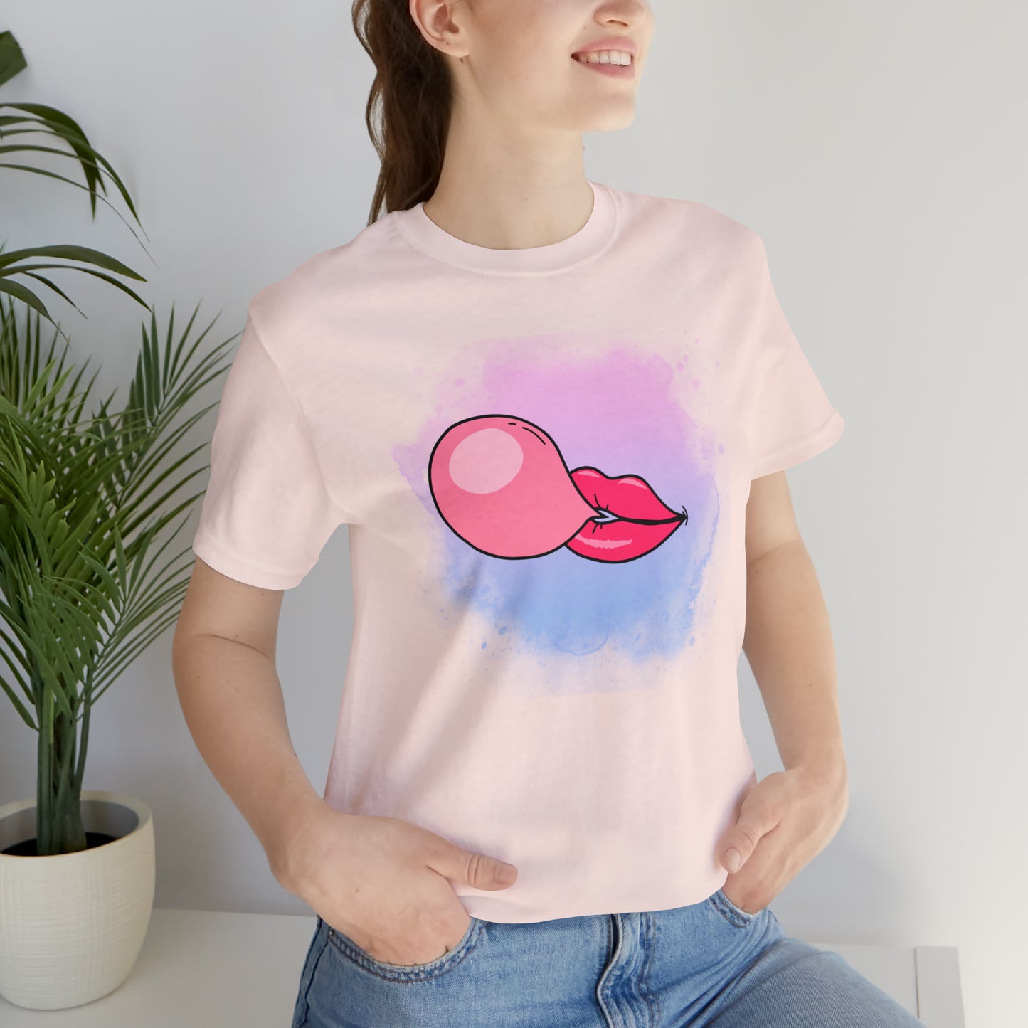 Bubble gum kiss shirt, Pink Gum Shirt, Galantine gift travel shirt, best friend trip, girls vacation trip, Unisex Jersey Short Sleeve Tee