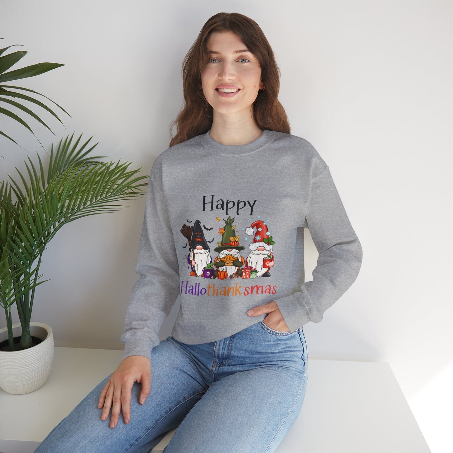 Happy Hallothanksmas Sweatshirt gnome Halloween sweater Gift For her for him Christmas Sweatshirt Cute Halloween Sweater HalloweenSweatshirt