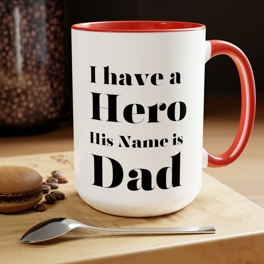 Hero dad mug love you dad Valentine's Day mug sister gift Coffee Mug pregnancy reveal gift heart mug gift for her Mug wife Coffee tea 15oz