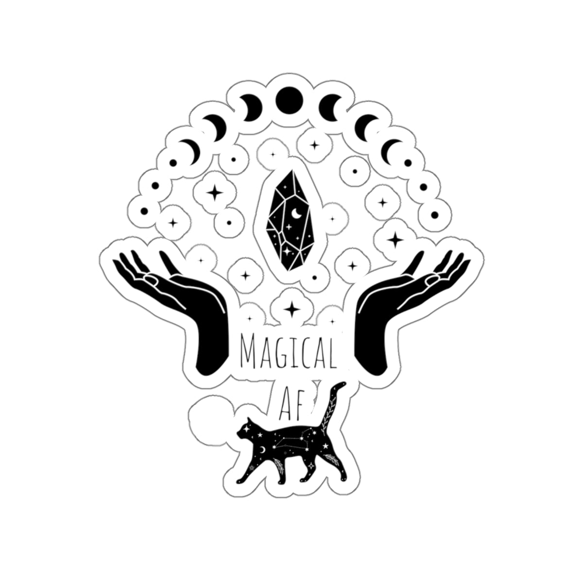 Magical AF sticker bestie sticker motivational witchy stickers fun gift best friend gift Kiss-Cut Stickers Halloween sticker cat self love