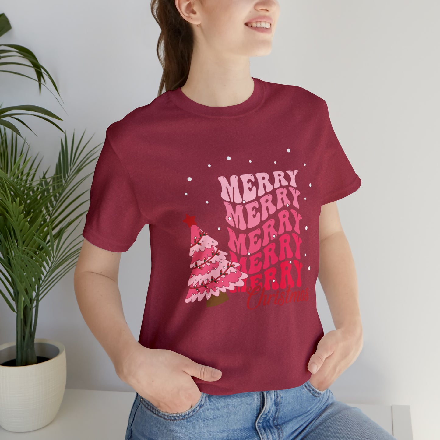 Festive AF shirt Pink Merry Bright Christmas Tshirt for Women Christmas Shirt Sweater Holiday Christmas gift for her gift for him unisex