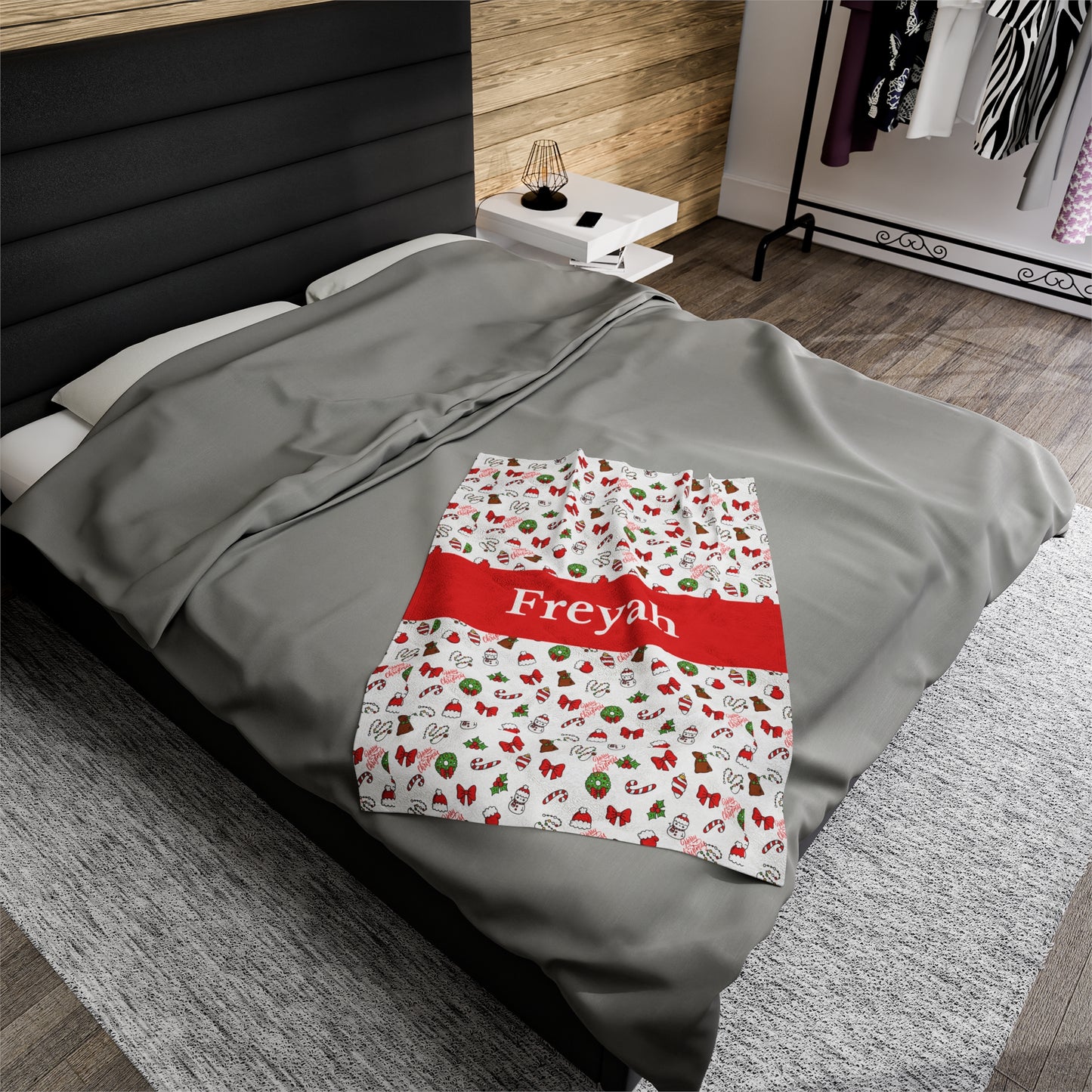 Christmas Blanket kids custom name christmas blanket Merry christmas personalized blanket Movie watching blanket Velveteen Plush Blanket