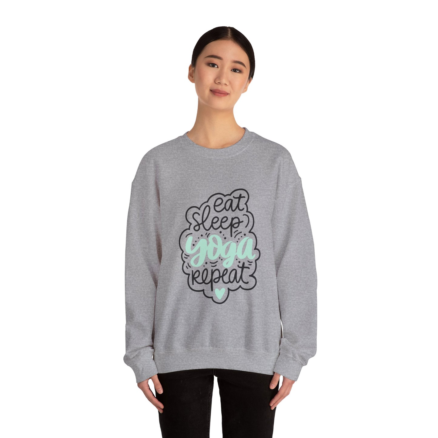 Eat sleep yoga repeat sweater yoga sweater Here we go fucking again sweater gifts funny cat birthday gift Christmas sweatshirt gift for her