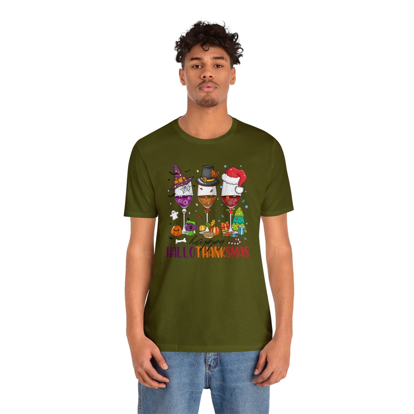 Wine lover shirt Happy holidays shirt Hallothanksmas gift for her gift for him happy Hallothanksmas Shirt Christmas gift Thanksgiving shirt