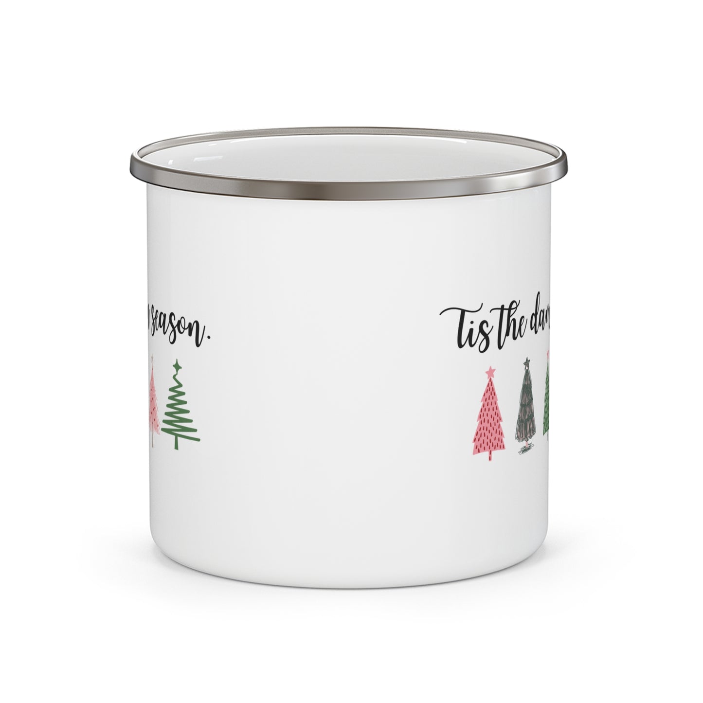 Christmas trees mug Tis the damn season mug hot cocoa mug gift for Mom gift for wife Christmas gift for her supervisor gift Enamel Camping