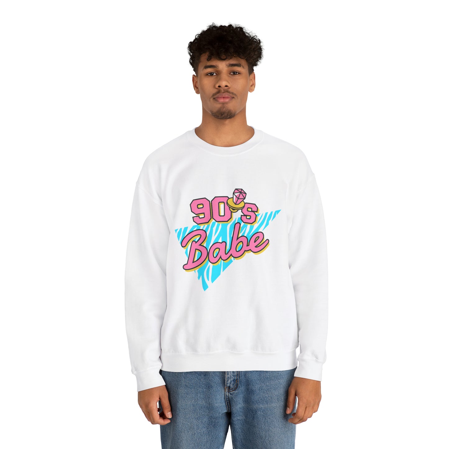 90's Babe Sweatshirt, Pink blue shirt, Unisex Heavy Blend Crewneck Sweatshirt