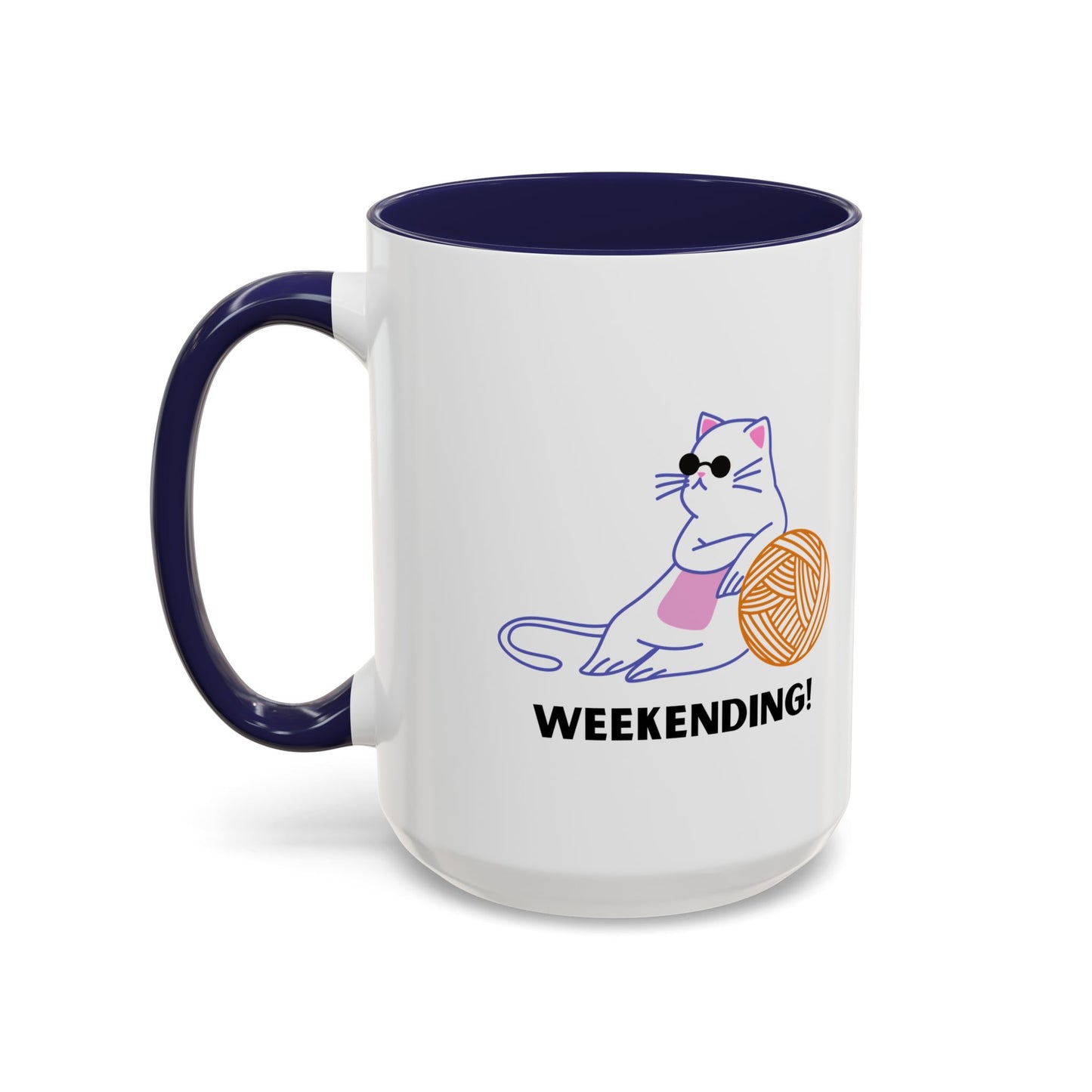 Cat Lover mug weekending vibes yarn lover Coffee Mug Funny Cat Mug Cute Kitty Cup, Cat Lady, Cat Dad, Pet Owner Gift, Cat Mug with Yarn Ball