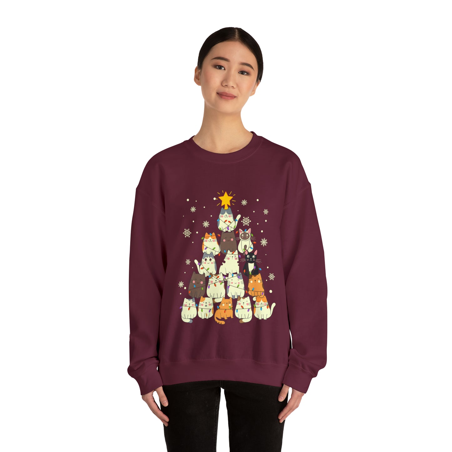 Cat Christmas sweater Kitty Christmas tree sweatshirt Family matching Merry Bright Christmas sweatshirt Christmas Sweater Holiday Christmas