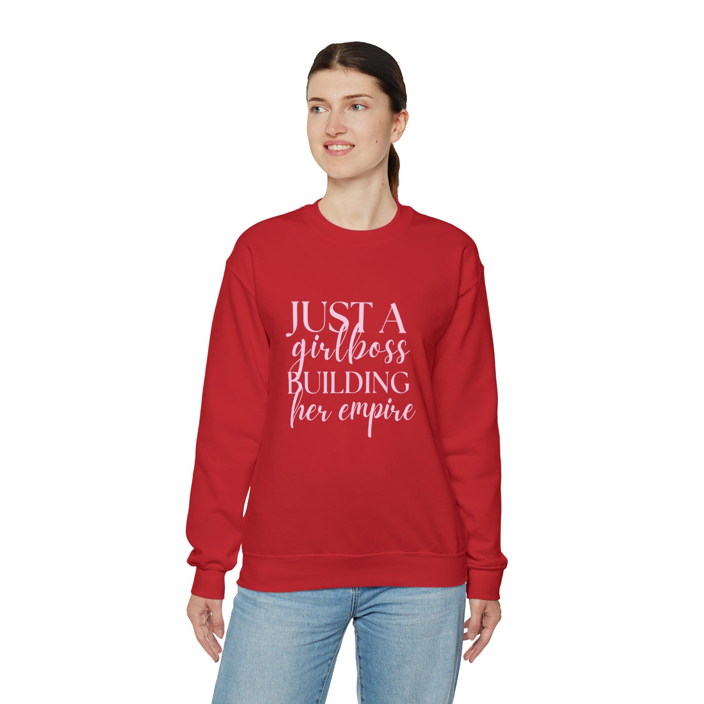 Girlboss Sweatshirt, Just a girlboss building her empire, Bossbabe sweater, entrepreneur Unisex Heavy Blend Crewneck Sweatshirt