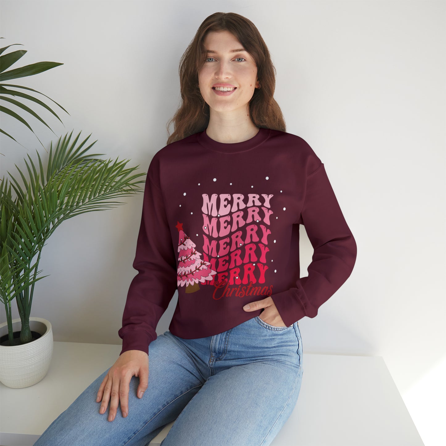 Festive AF sweater Pink Merry Bright Christmas Sweatshirt for Women Christmas Shirt Sweater Holiday Christmas gift for her gift for him