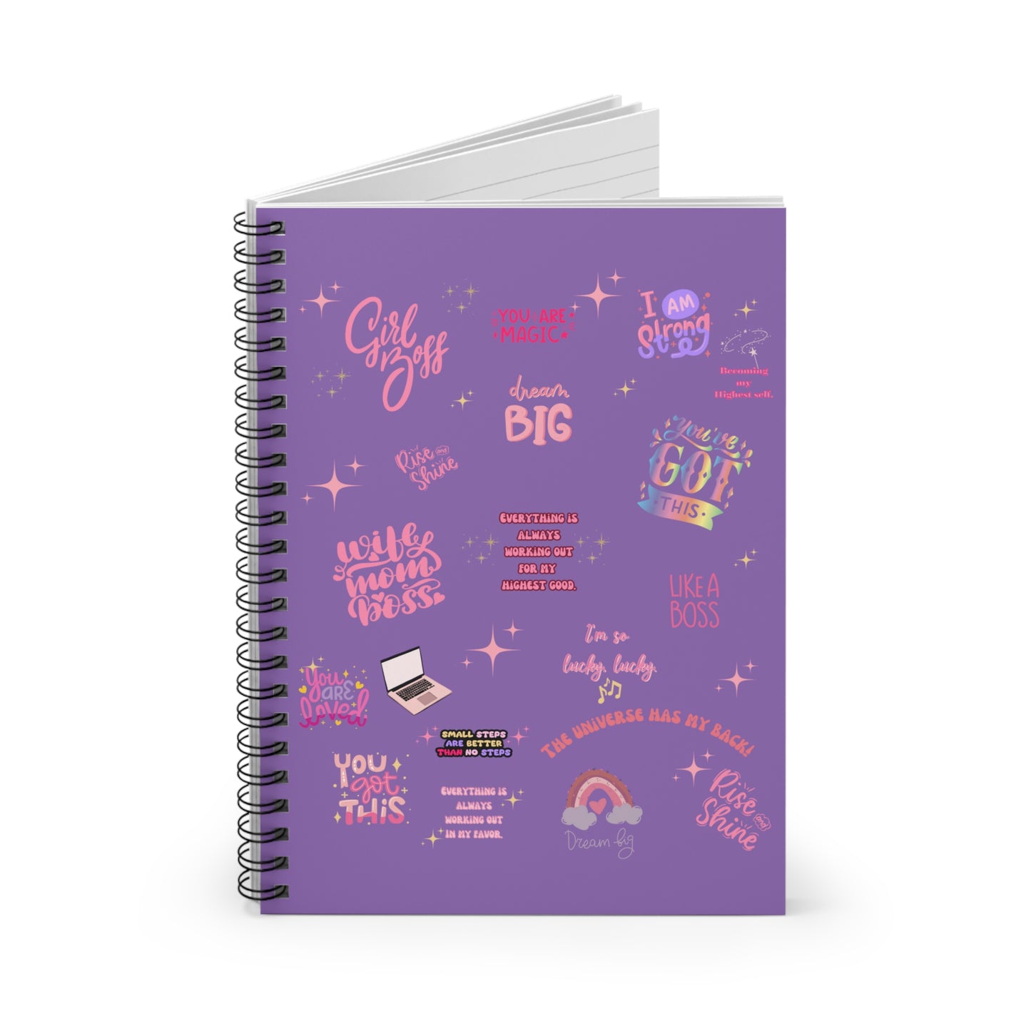 Girl boss energy notebook wife mom boss bullet journal light purple Manifest Journal Bullet journal Spiral Notebook - Ruled Line