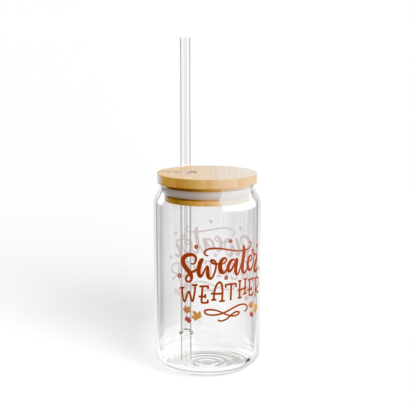 Sweater weather glass Hello Fall glass Autumn leaves mug sipper glass floral glass gift for her gift for teacher for mom bestie Sipper Glass