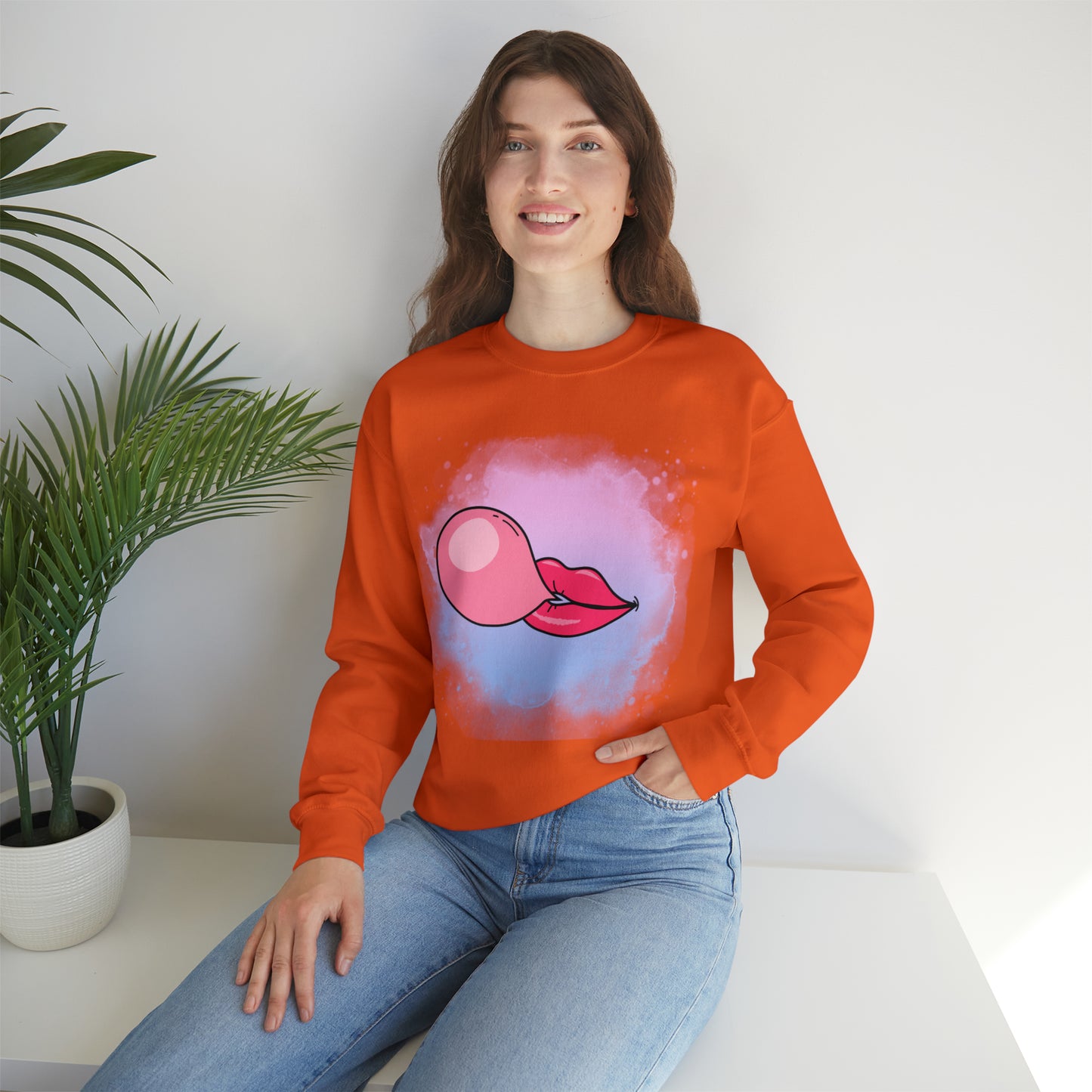 Bubble Gum kiss sweatshirt, Summer Bubblegum shirt, Birthday gift for her,Galantine travel sweatshirt,Unisex Heavy Blend Crewneck Sweatshirt