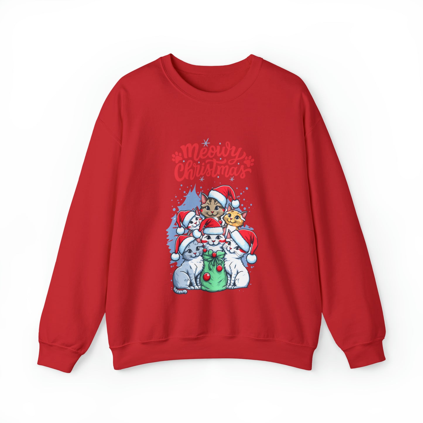 Funny Cat Christmas sweater Meowy Christmas shirt Kitty Christmas tree sweatshirt ugly Christmas sweater Family matching Bright Christmas