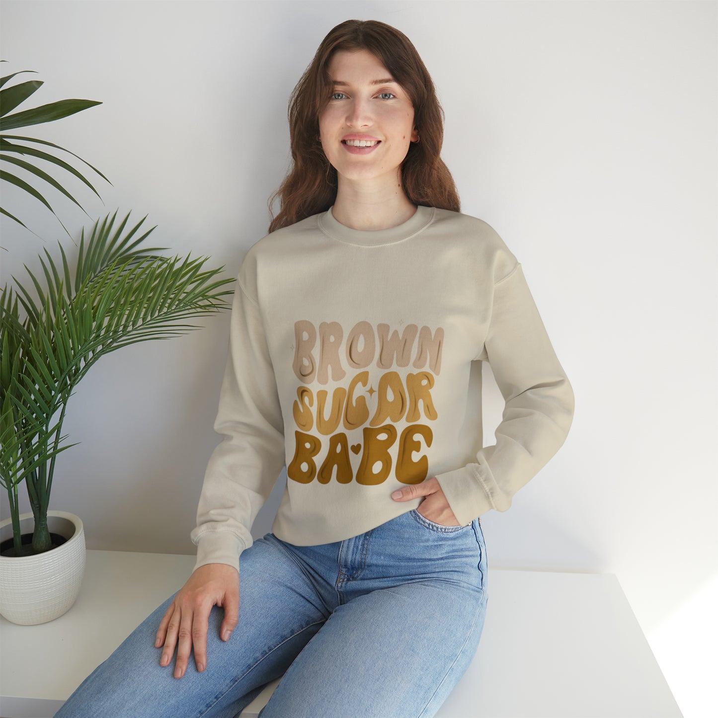 Brown Sugar Babe sweatshirt, Brown Beauty shirt, Birthday gift for her, Melanin sweatshirt, Unisex Heavy Blend Crewneck Sweatshirt