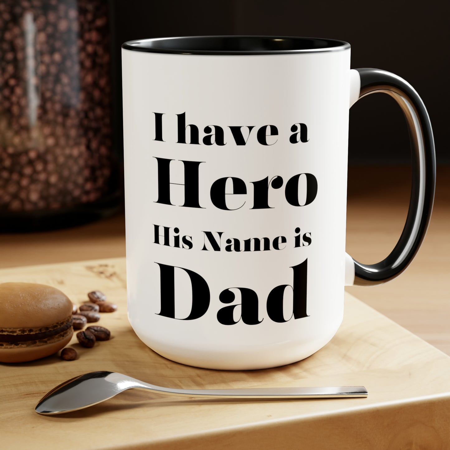 Hero dad mug love you dad Valentine's Day mug sister gift Coffee Mug pregnancy reveal gift heart mug gift for her Mug wife Coffee tea 15oz