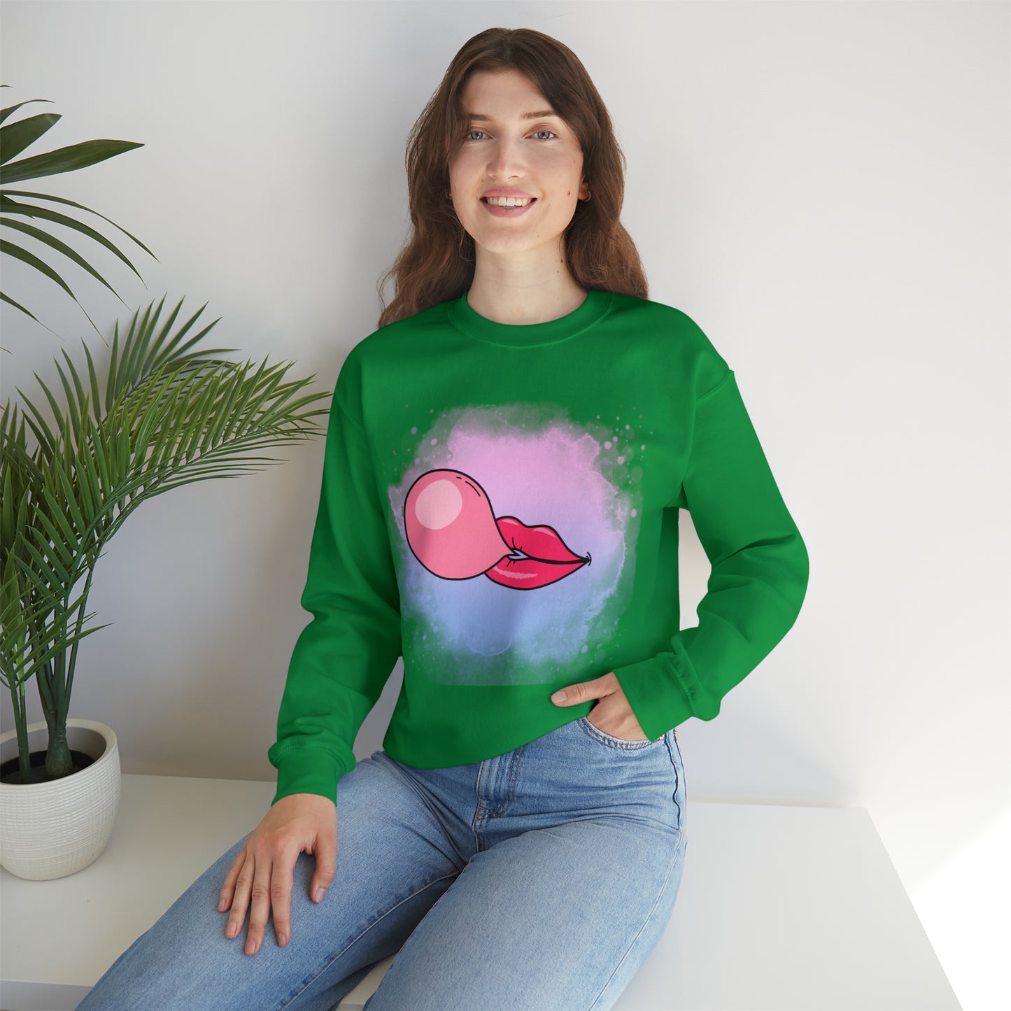 Bubble Gum kiss sweatshirt, Summer Bubblegum shirt, Birthday gift for her,Galantine travel sweatshirt,Unisex Heavy Blend Crewneck Sweatshirt