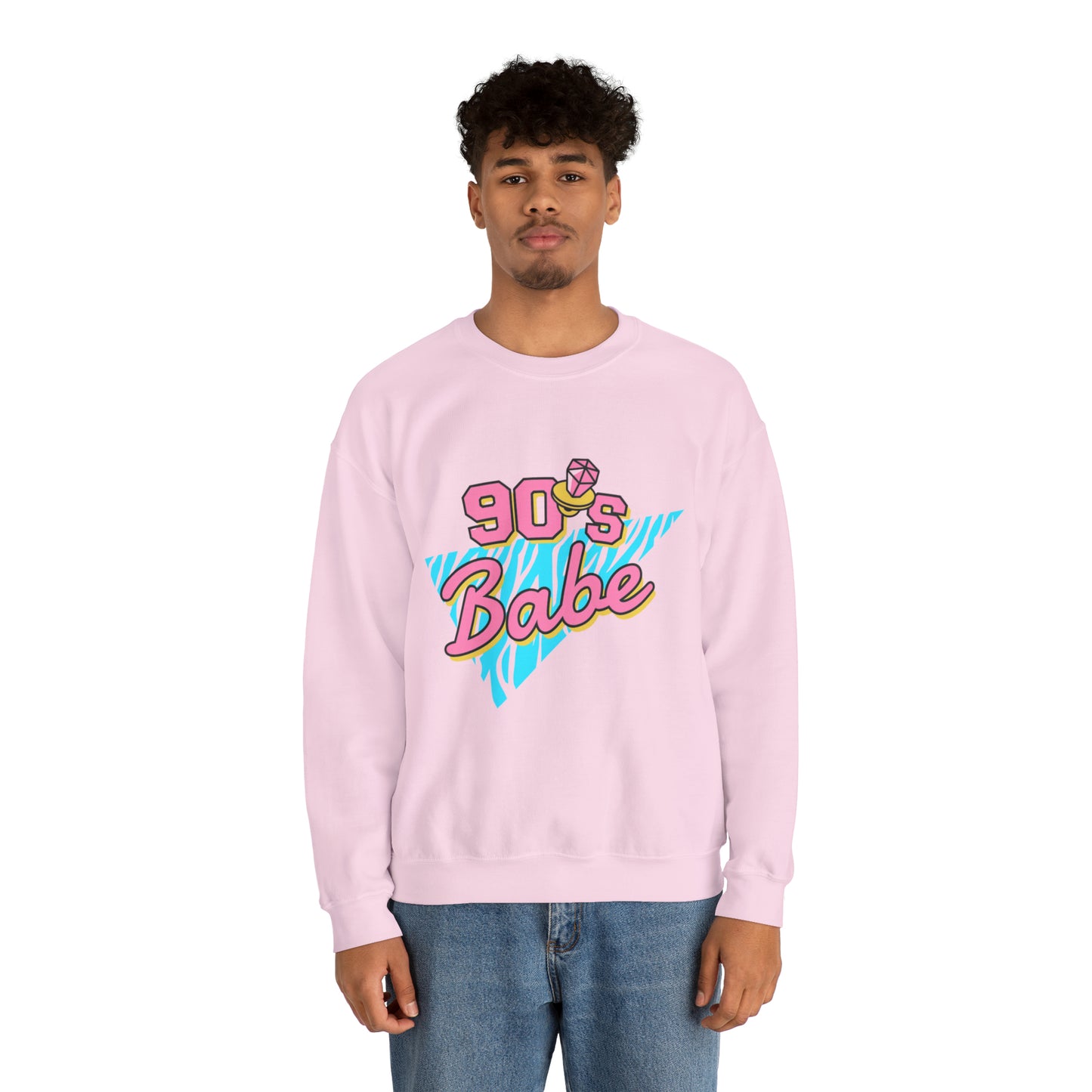 90's Babe Sweatshirt, Pink blue shirt, Unisex Heavy Blend Crewneck Sweatshirt