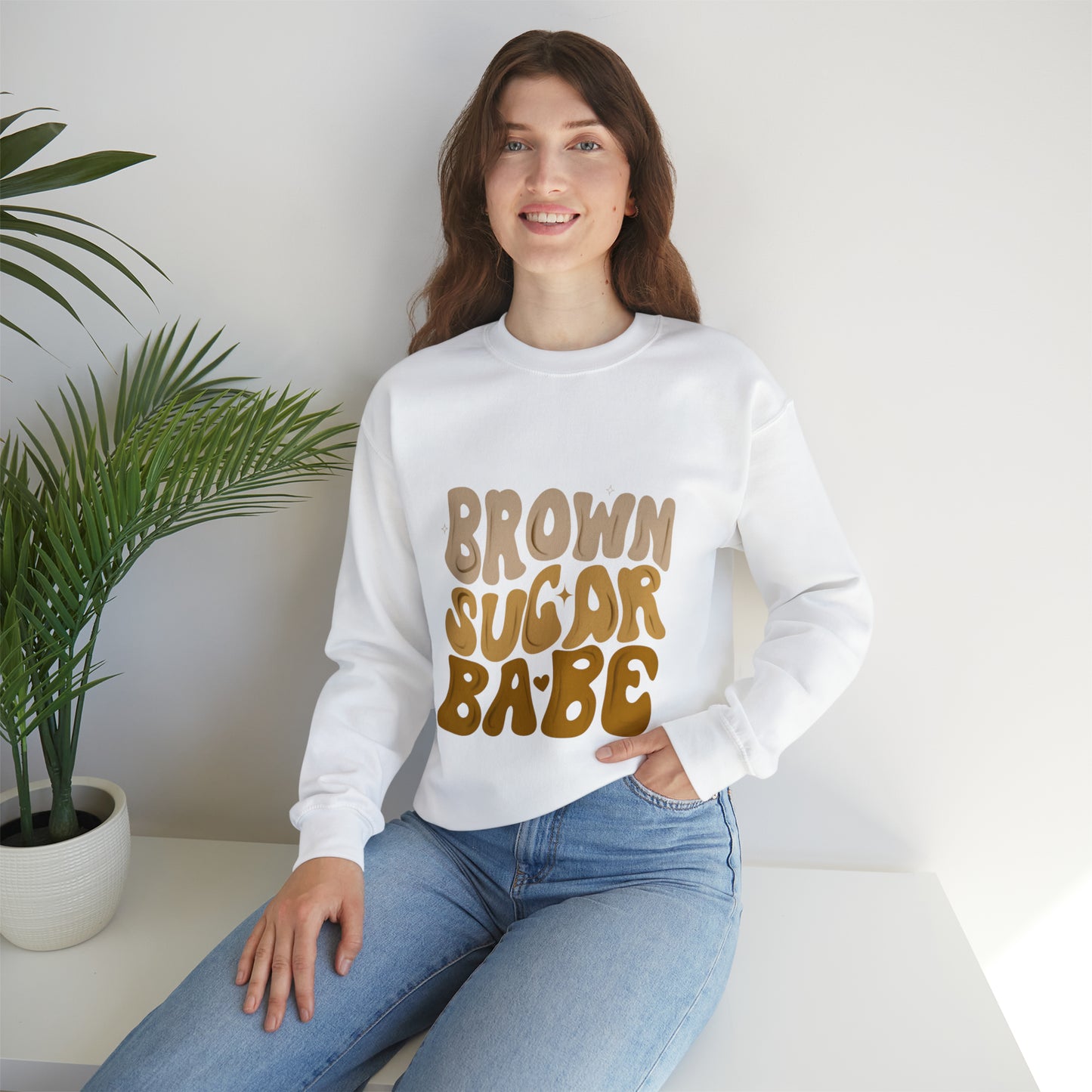Brown Sugar Babe sweatshirt, Brown Beauty shirt, Birthday gift for her, Melanin sweatshirt, Unisex Heavy Blend Crewneck Sweatshirt