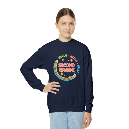 First day of school sweater second grade shirt elementary school style Youth Crewneck Sweatshirt