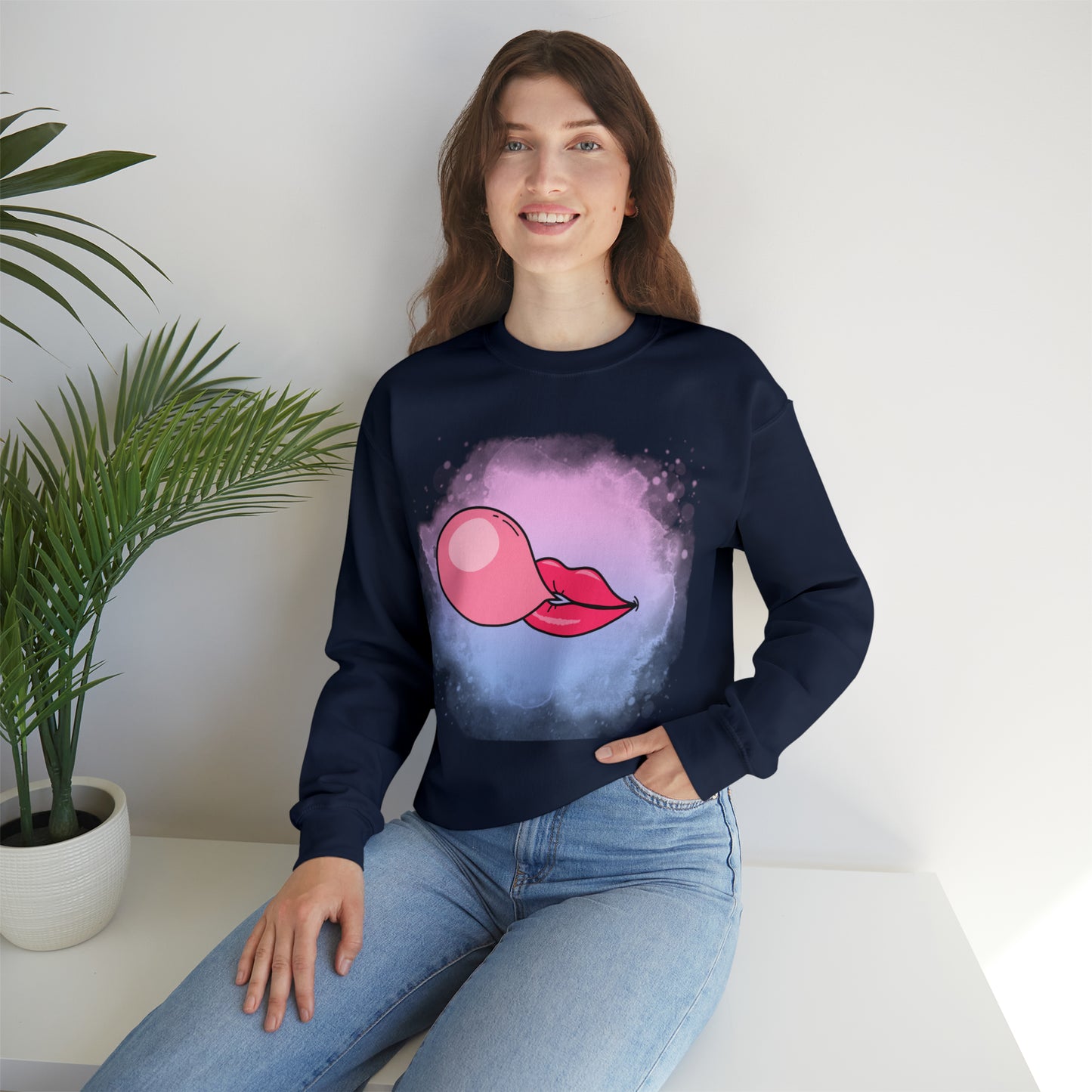 Bubble Gum kiss sweatshirt, Summer Bubblegum shirt, Birthday gift for her,Galantine travel sweatshirt,Unisex Heavy Blend Crewneck Sweatshirt