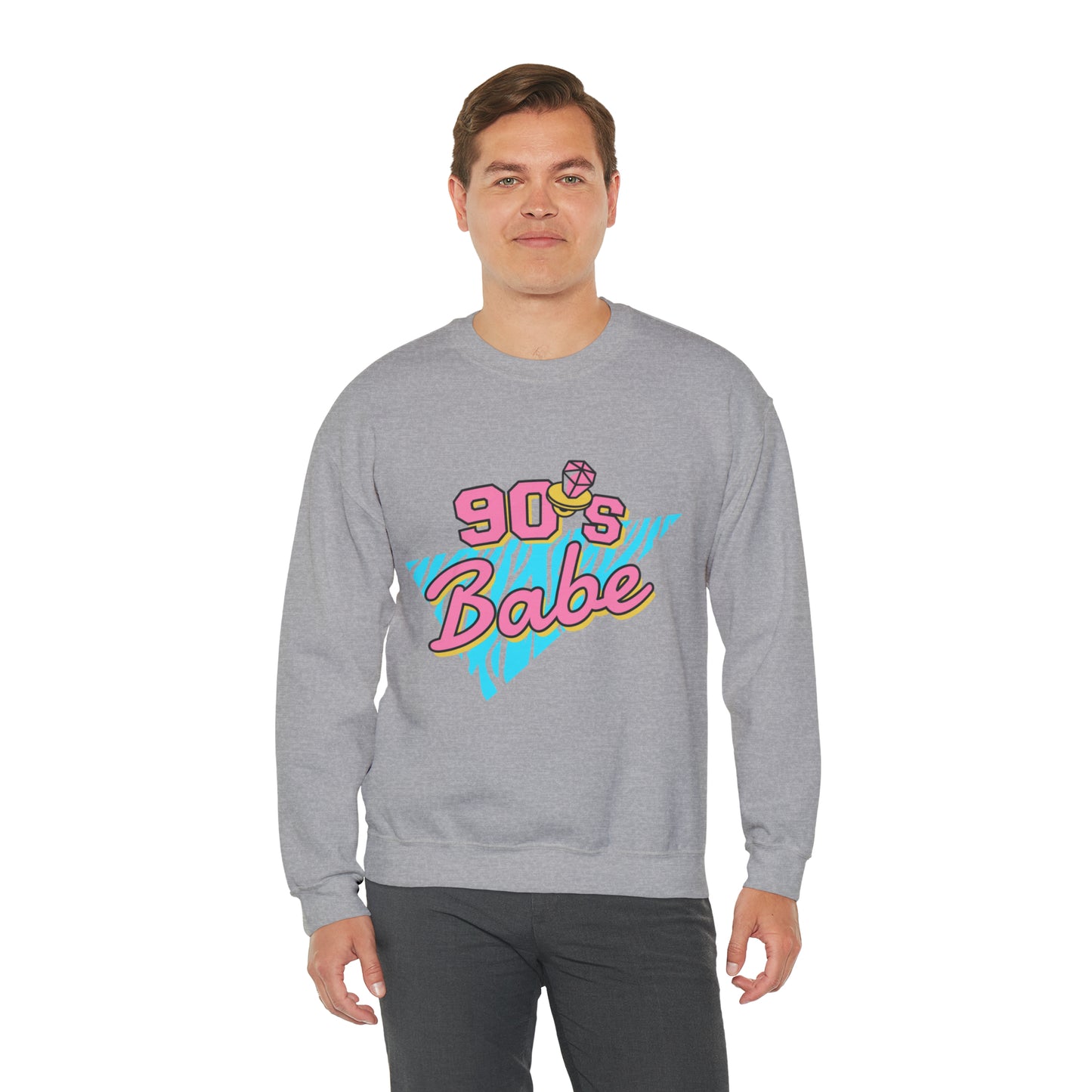 90's Babe Sweatshirt, Pink blue shirt, Unisex Heavy Blend Crewneck Sweatshirt