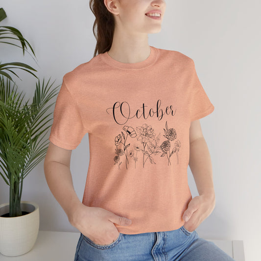 October birthday shirt birthday tee month flower shirt gift for her gift for him best friend gift christmas gift