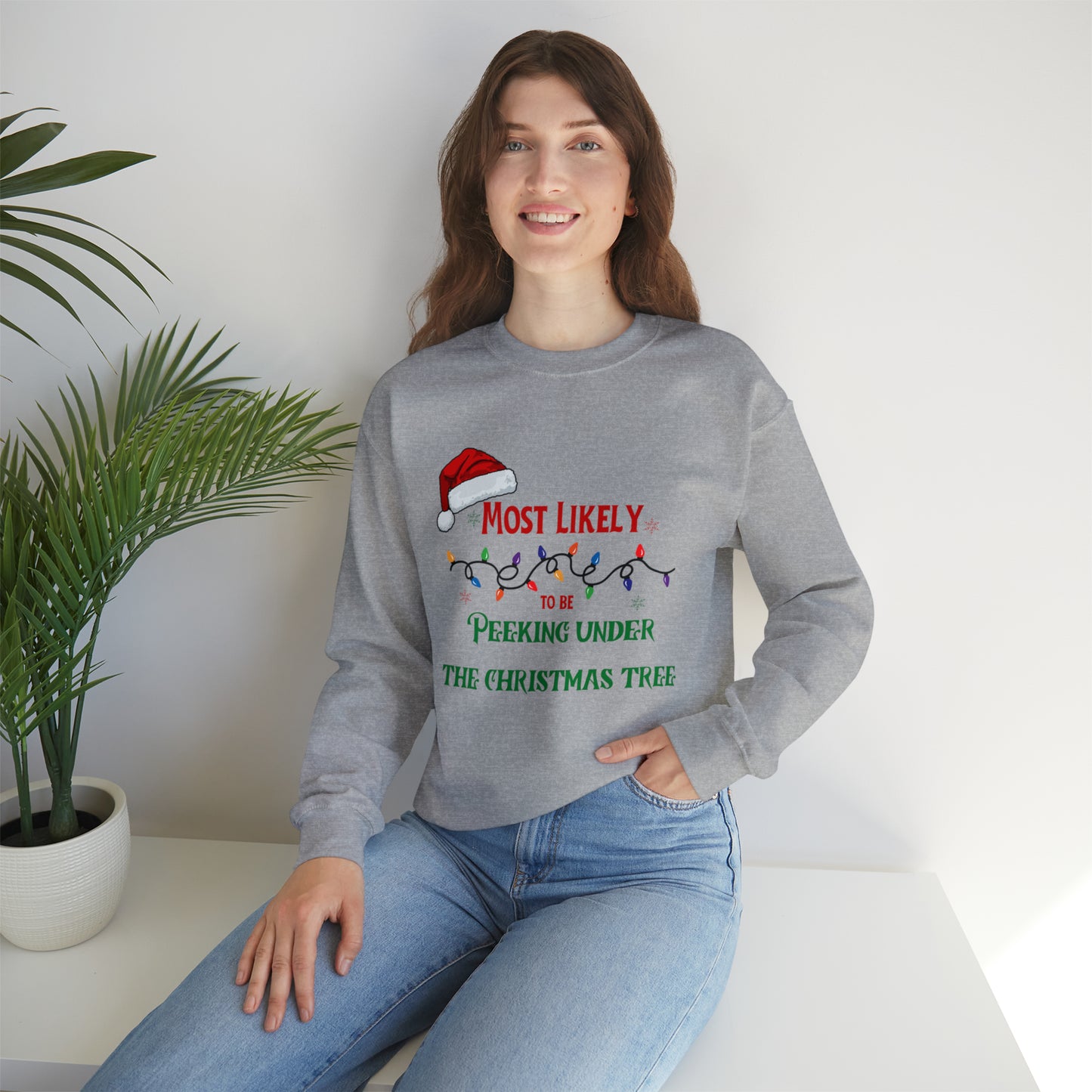 Matching Family Christmas Shirts Most likely to peek under the Christmas tree Santa claus Hat family tshirts Family Christmas Shirt, Matching Xmas Tees Custom Christmas T shirt photos