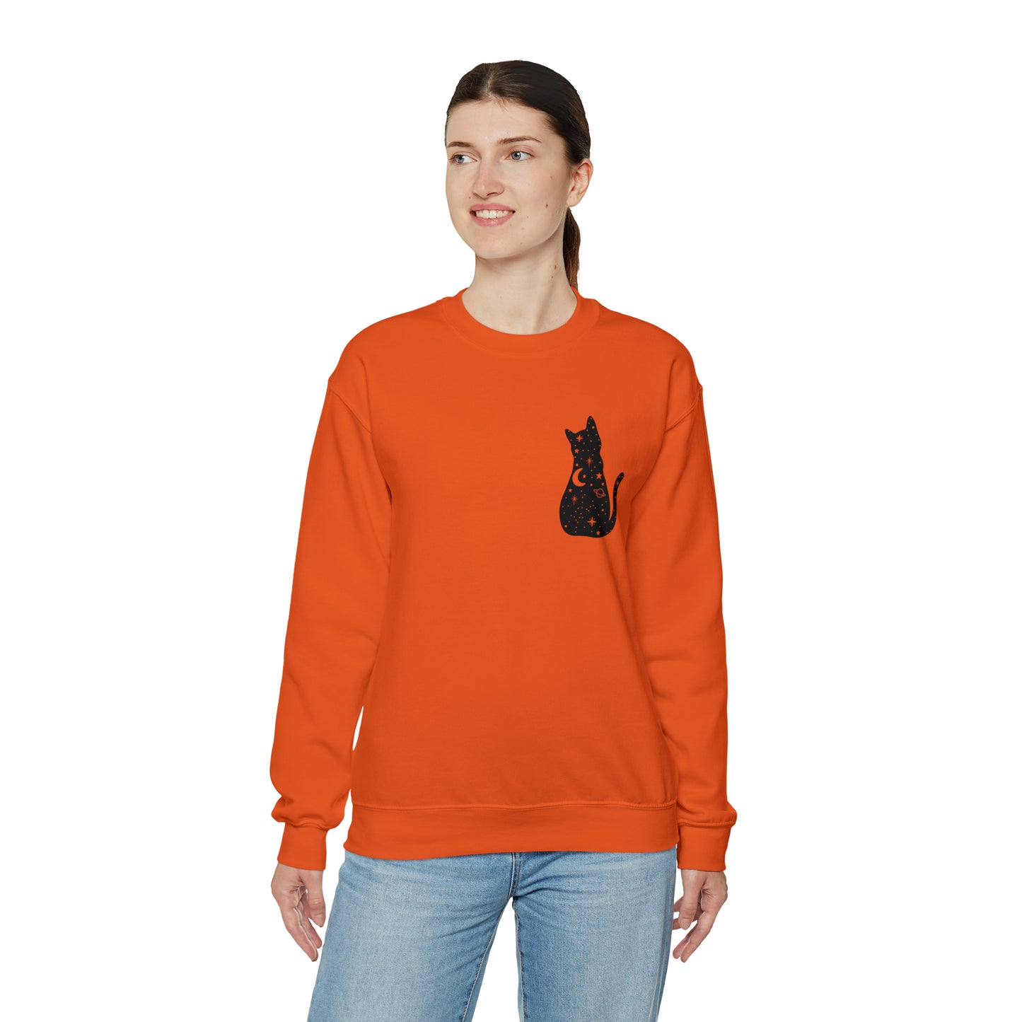Halloween Sweatshirt Black Cat Shirt Halloween Sweater Halloween Cat Sweatshirt Gift for Cat Lover Gift Black Cat Gift for Cat Mom Gift Moon